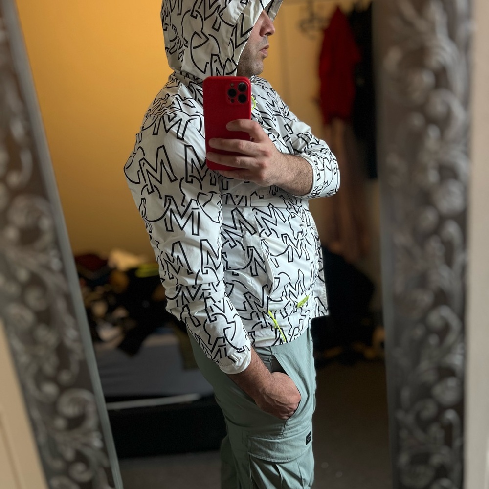 White and Black Patterned Hoodie